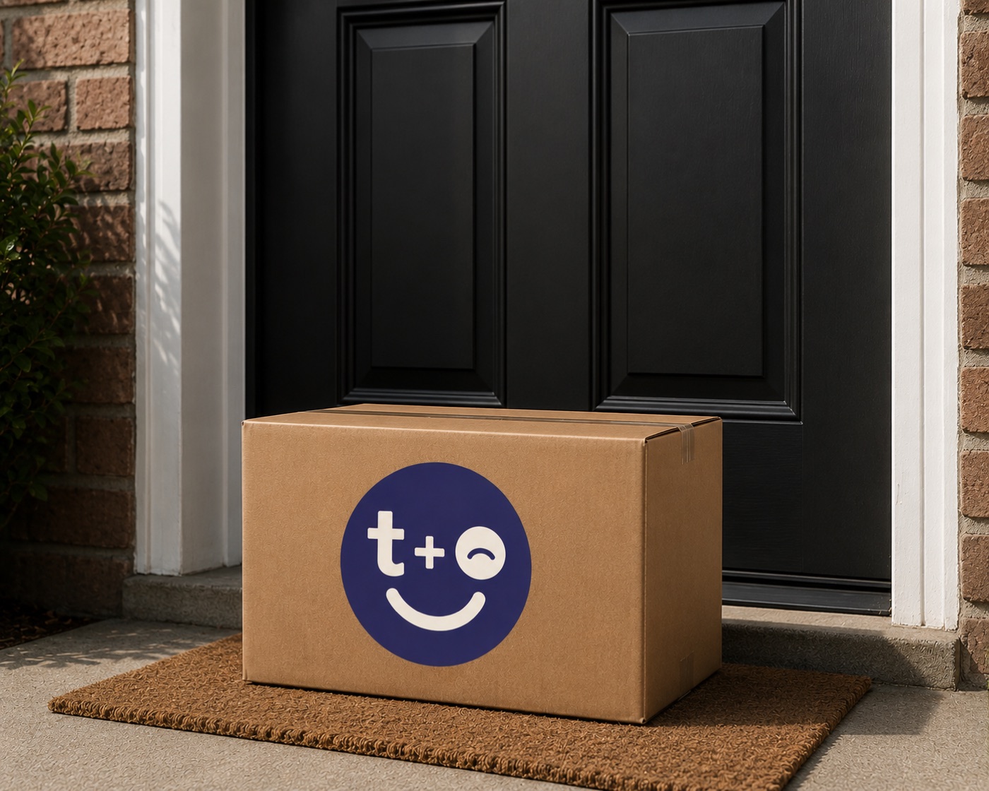 a tandoco box waiting at a front door