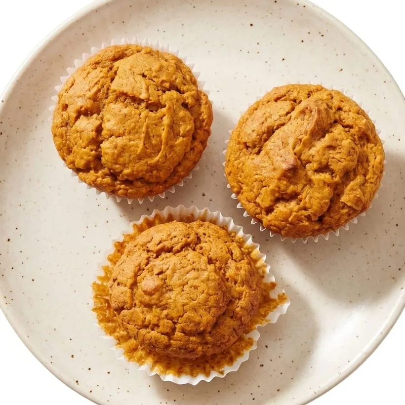 pumpkin fiber muffin with 8g of fiber, a fall bakery item for a halloween party dessert table