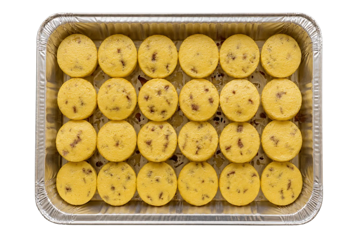 egg bite catering tray — two dozen high-protein egg bites in a foil pan, for twin cities office breakfast catering
