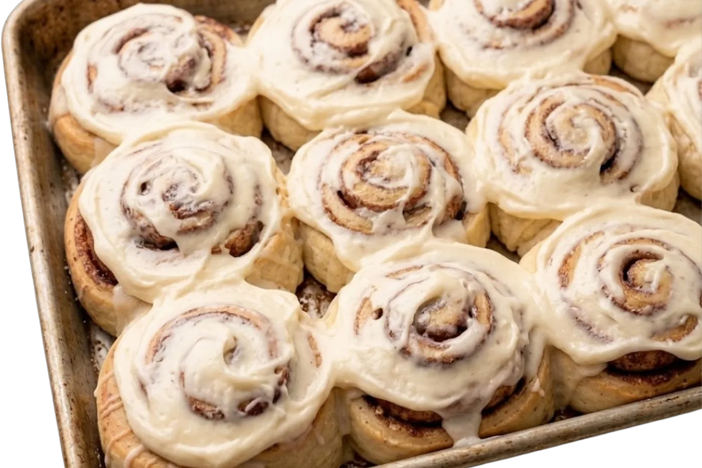 a tray of frosted tandoco swole rolls